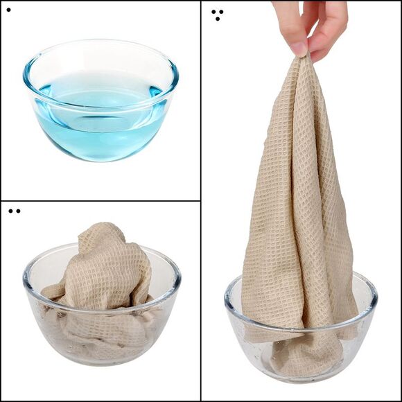 6Pack Cotton Weave Reusable Absorbent Cleaning Rags 14" x 14" Khaki - Picture 4 of 6